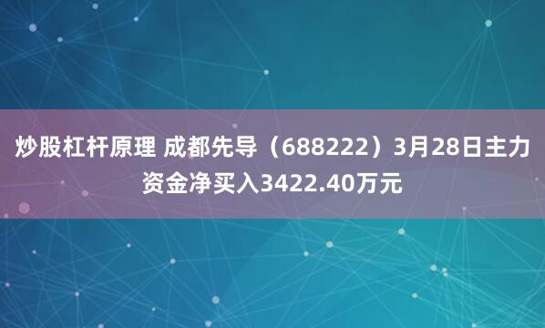 炒股杠杆原理 成都先导（688222）3月28日主力资金净买入3422.40万元