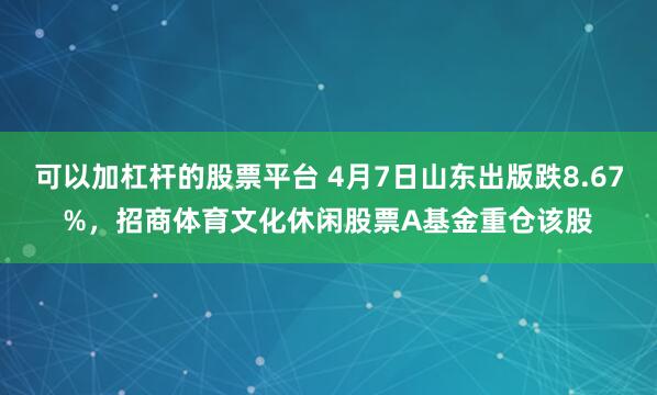 可以加杠杆的股票平台 4月7日山东出版跌8.67%，招商体育文化休闲股票A基金重仓该股