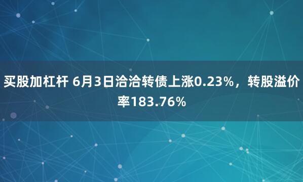 买股加杠杆 6月3日洽洽转债上涨0.23%，转股溢价率183.76%